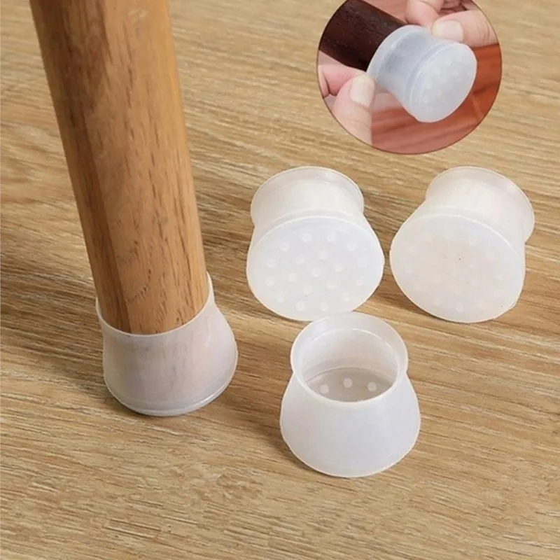 4 Pcs Silicone Chair Leg Caps Non-slip Furniture Table Floor Feet Cover Protector Pads Rubber Furniture Hole Plugs Home Decor