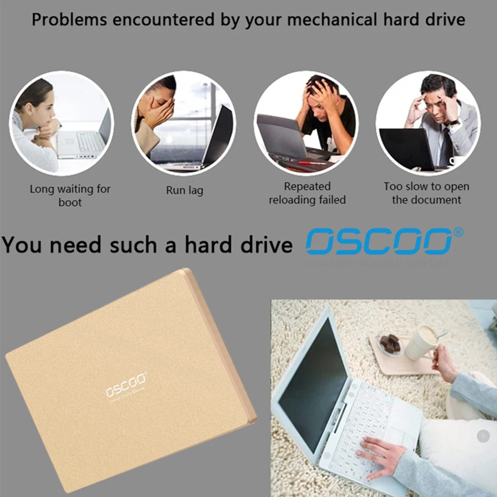 OSCOO Sata3 Ssd disco rigido SSD da 2.5 pollici 256GB 512GB MLC NAND Flash Hdd unità a stato solido interna per PC Desktop portatile