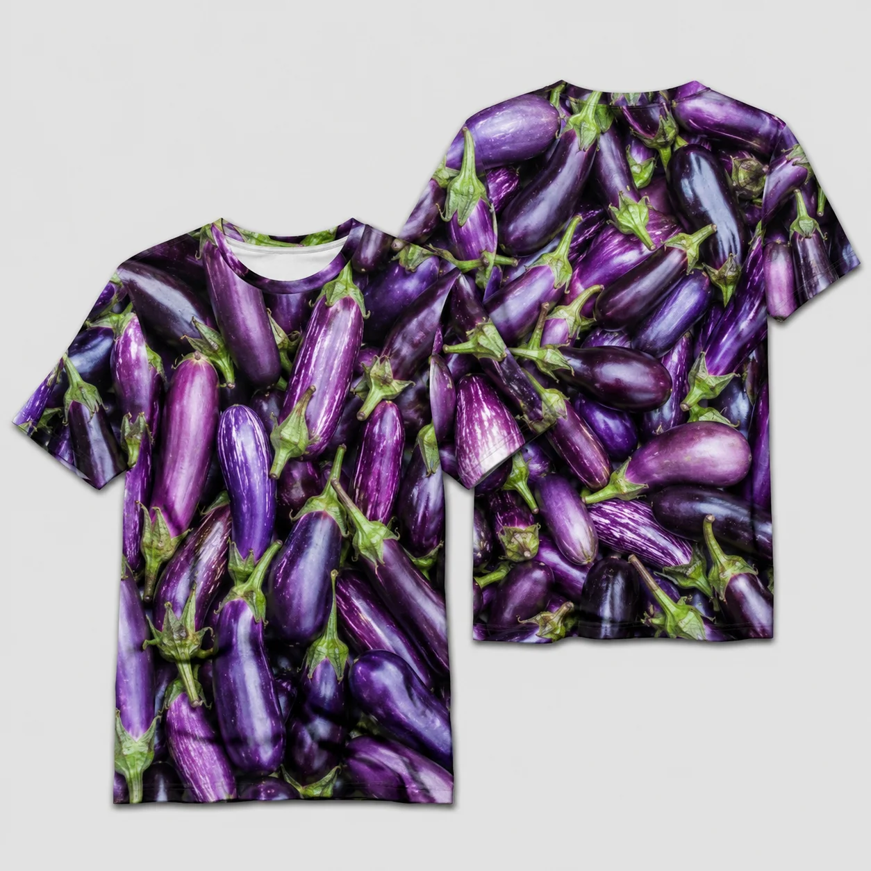 Mens Okra Water Spinach Eggplant 3D Print T Shirt Funny Vegetable Graphic Tee Casual Crew Neck Summer Streetwear Top