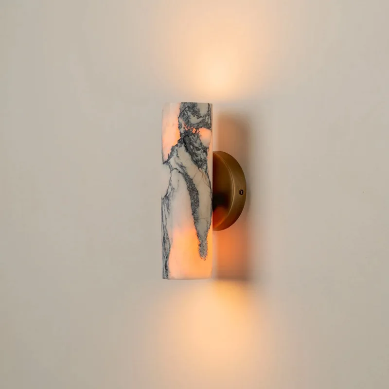 

Spain High-end Cylindrical Natural Marble Wall Lamps LED Lights Moden Minimalist Living Room Bedroom Corridor Restaurant Sconces
