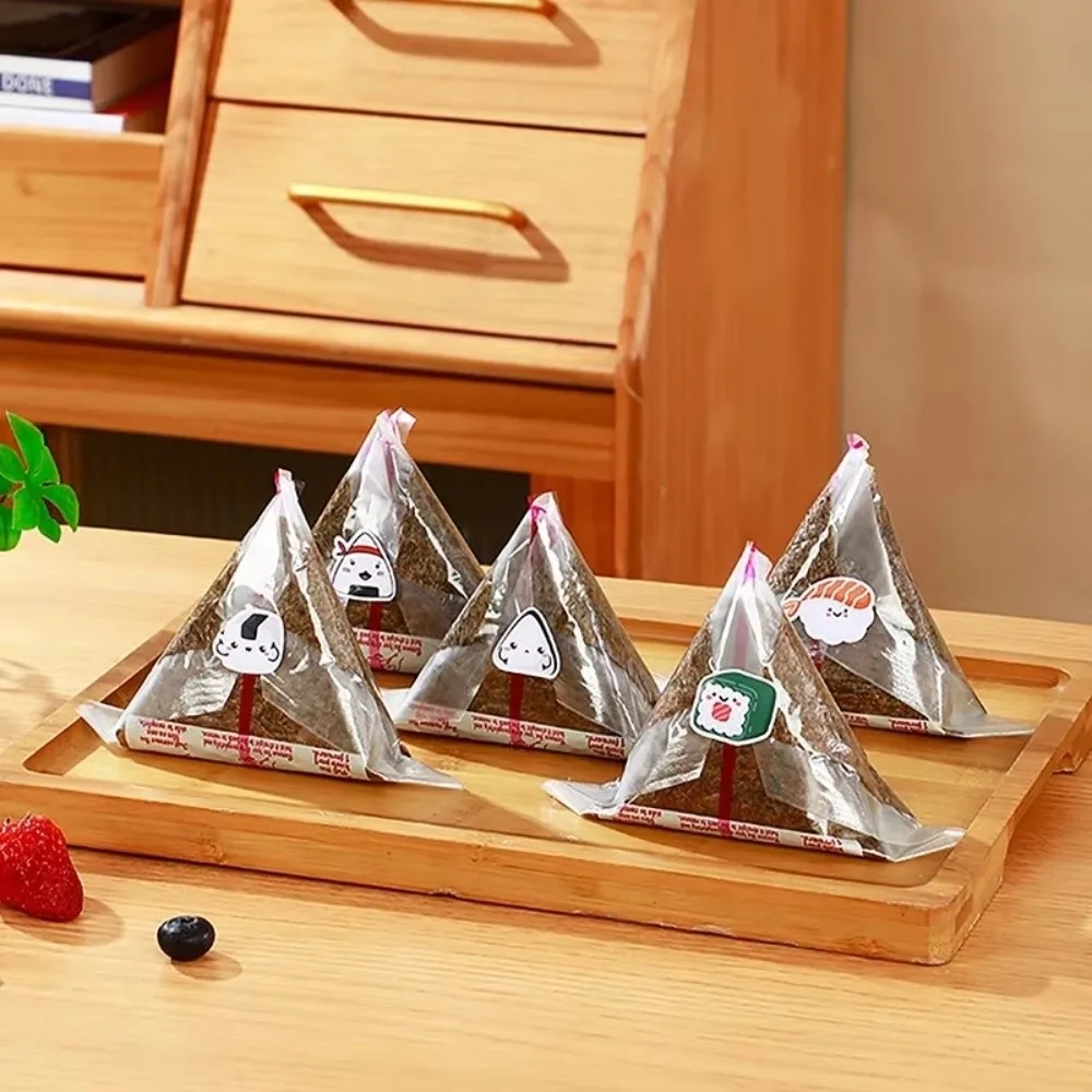 100Pcs PP Disposable Triangle Rice Ball Packing Bag Double Layers Nori Sushi Bag Onigiri Nori Seaweed Onigiri Wrap Plastic Bags