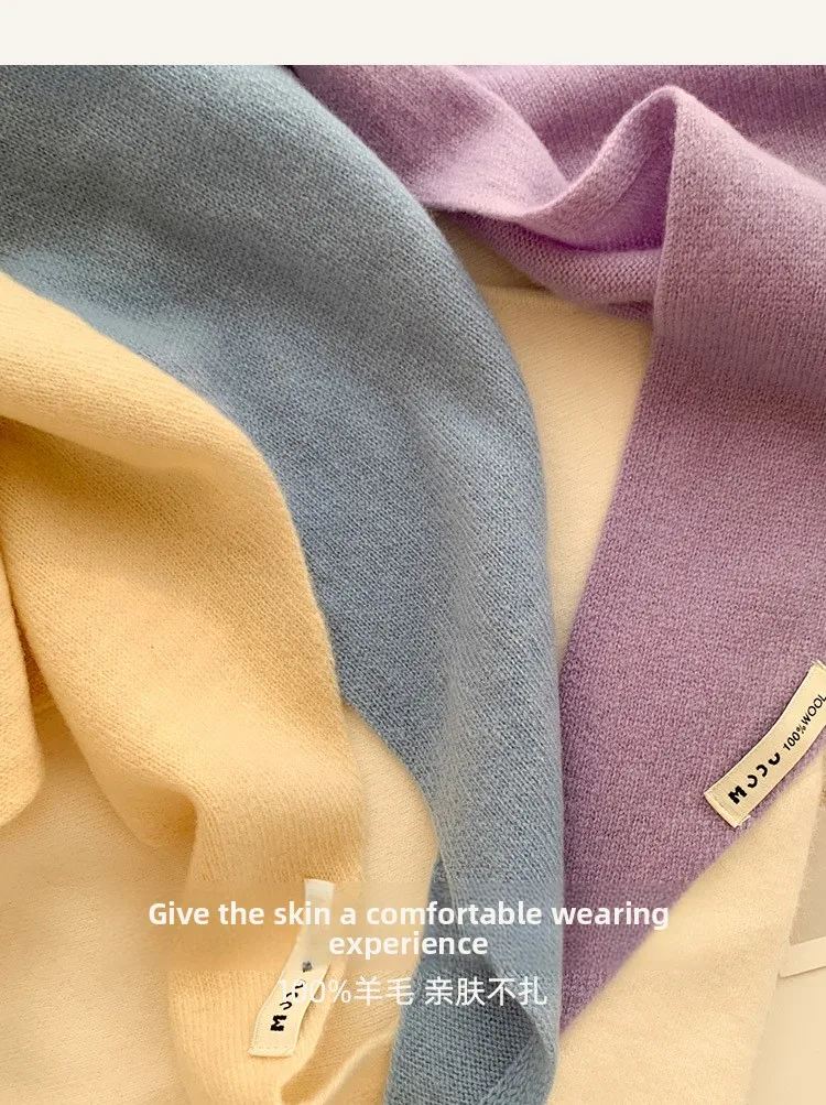 100% Wool Women's Knitted Triangle Scarf Shawl Warmth for Autumn and Winter Multifunctional All - Match Small Scarf for Ladies