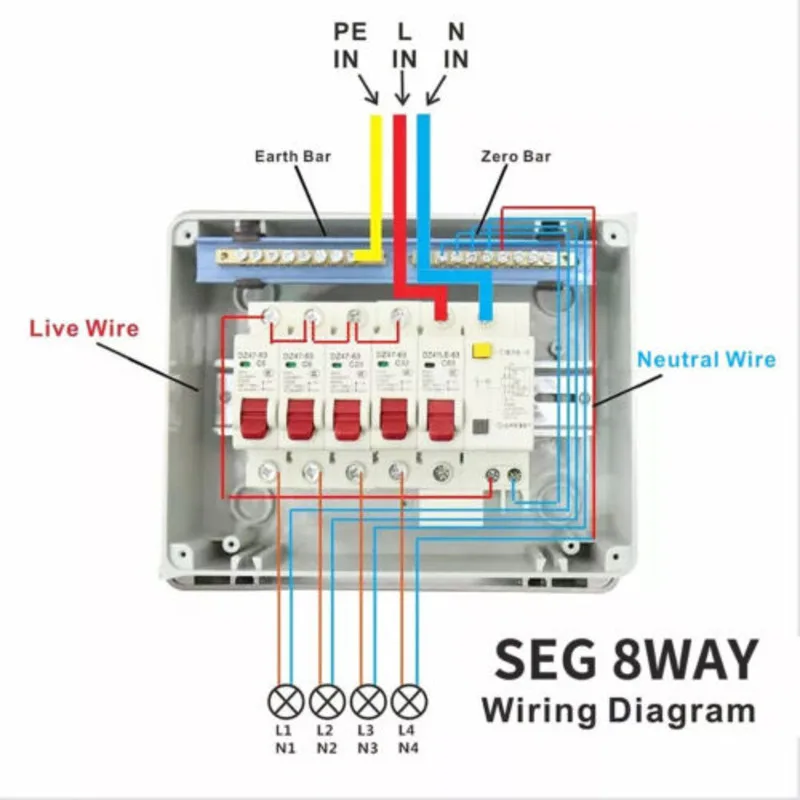 8 Way Consumer Unit Fuse Box Circuit Breakers Isolator Shed Garage Caravan 4 MCB