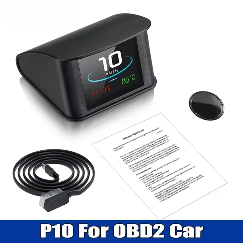 P10 OBD2 HUD Car Head-up Display TFT LCD Digital Speedometer Auto On-board Computer With Fuel Consumption Water Temperature