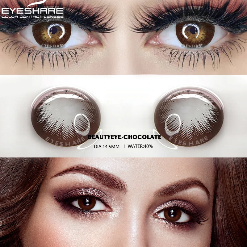 EYESHARE Natural Color Contact Lens 1 Pair Colored Contacts Lens For Eyes Yearly Beauty Makeup Brown Contacts Lenses Eye Color