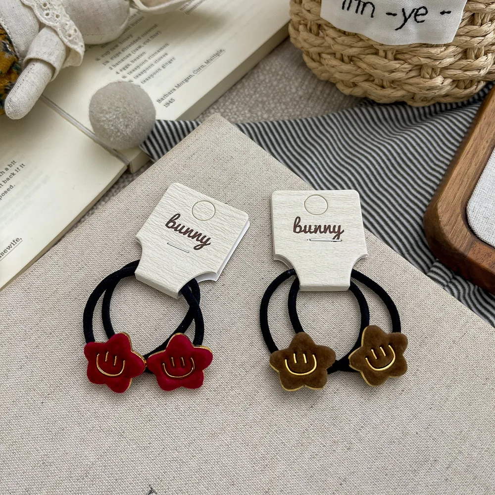 

2pcs Basic Star Elastic Hair Band Baby Girl Hair Rope Tie Ponytail Holder Rubber Band Children's Hair Accessories Kids Headwear