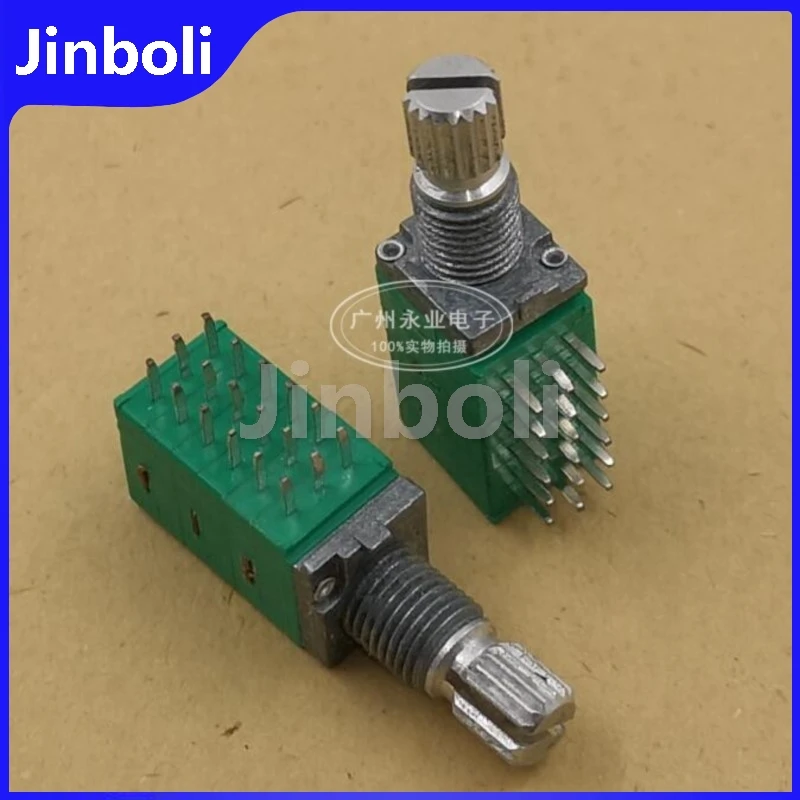 1PCS RK097 6 Link Potentiometer 18Pins B50K Volume Adjustable Precision Potentiometer B503 6-Channel Flower Shaft Length 15MM