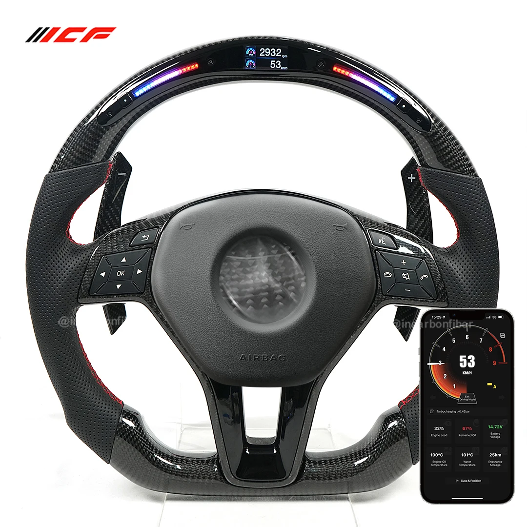 

ICF 100% Real Carbon Fiber Car Steering Wheel For Mercedes-benz W205 W204 W212 Customized Leather