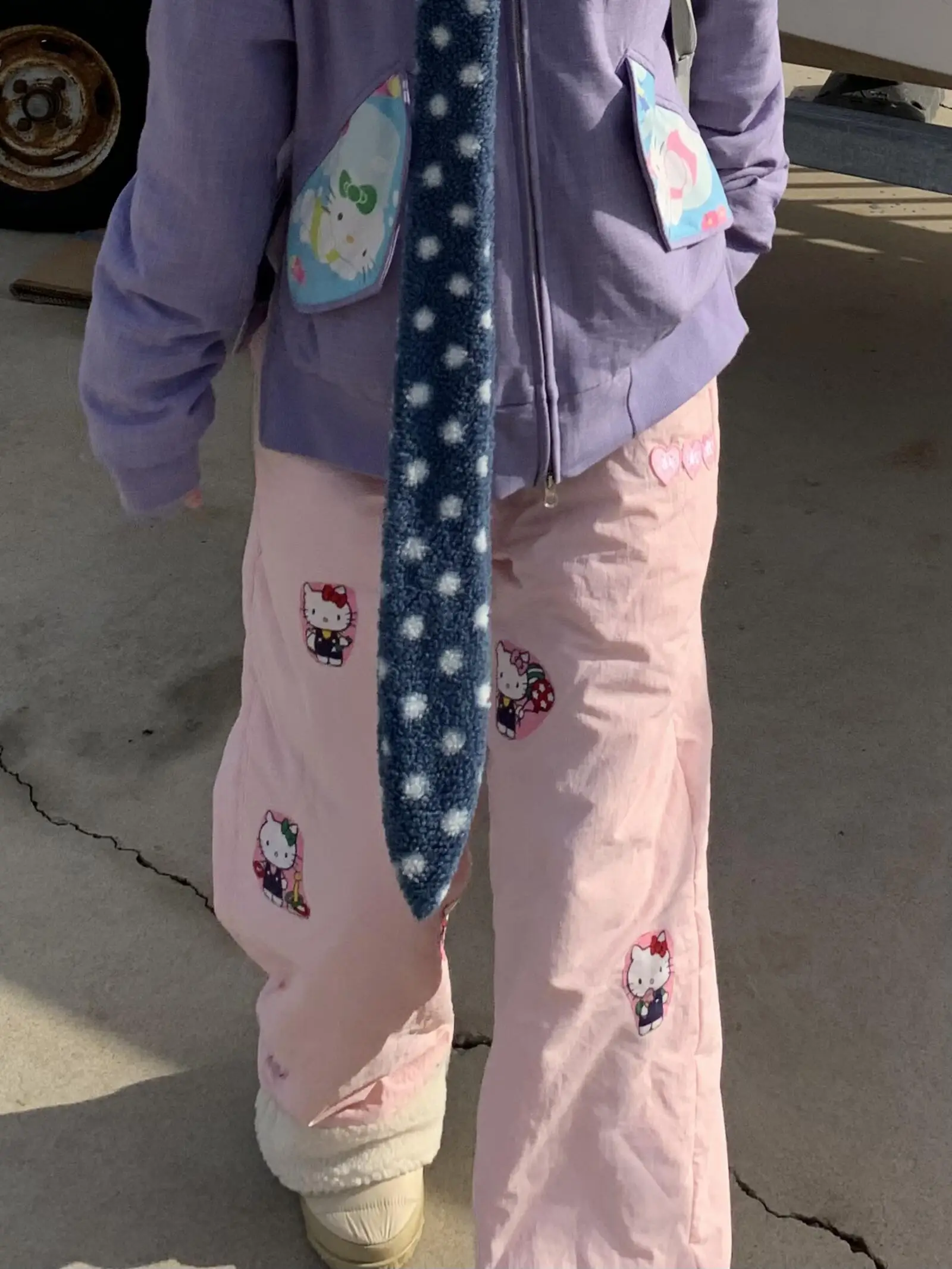 

Розовые широкие брюки с принтом и подкладкой из флиса, женские осенне-зимние утепленные повседневные хлопковые брюки, удобные свободные брюки