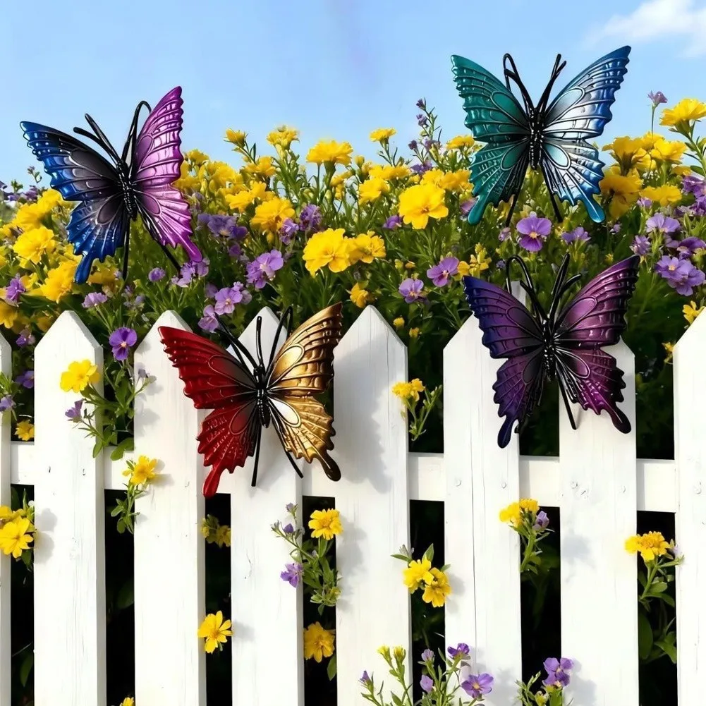 For Cheerful Home Environment Metal Butterfly Decor Outdoor Wall Art Indoor Outdoor Butterfly Decor Butterfly As Shown