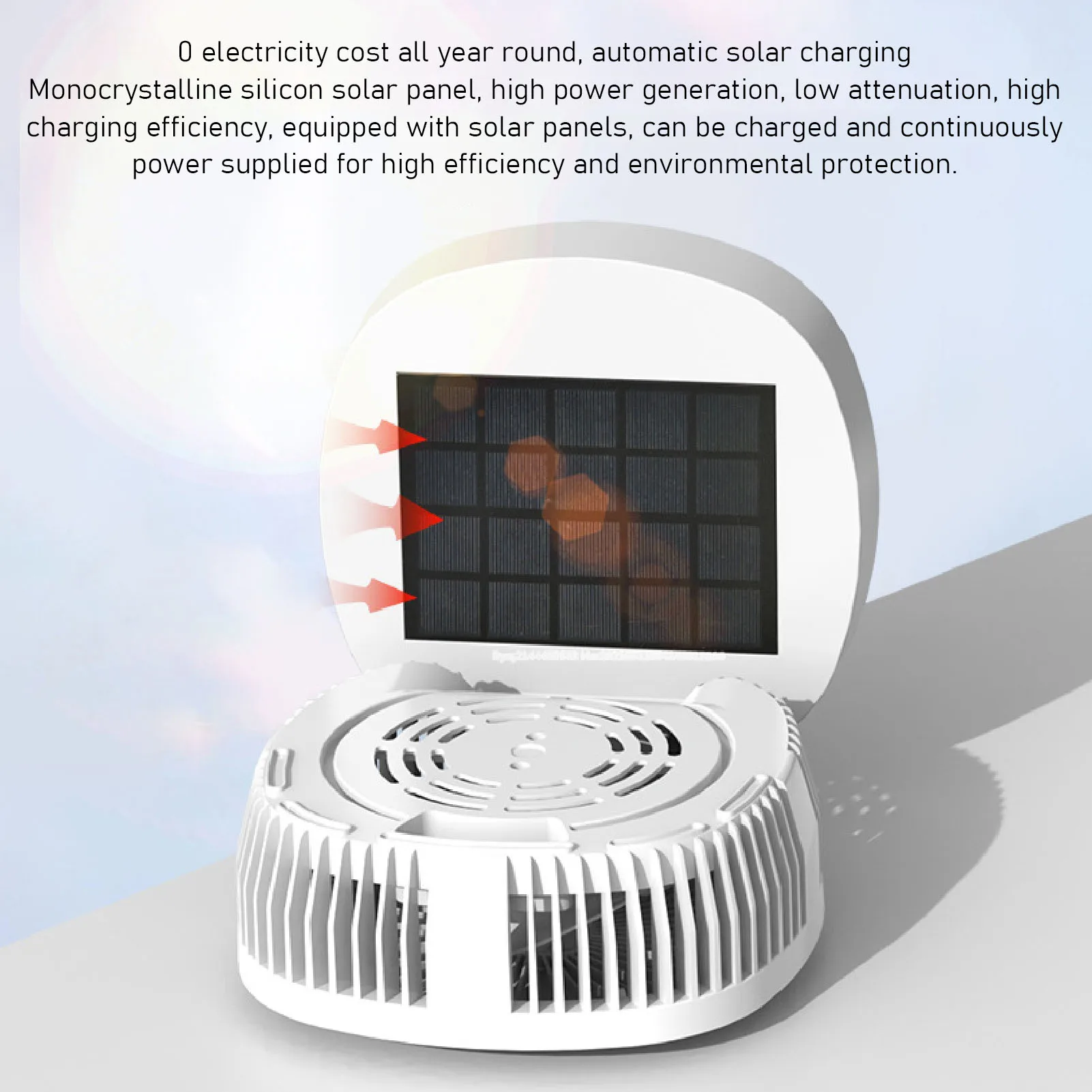 Solar Desk Fan with Remote Control, Rechargeable, 5 Speed, 3 Light Modes, Portable, Folding, Outdoor, Solar, 10000mAh