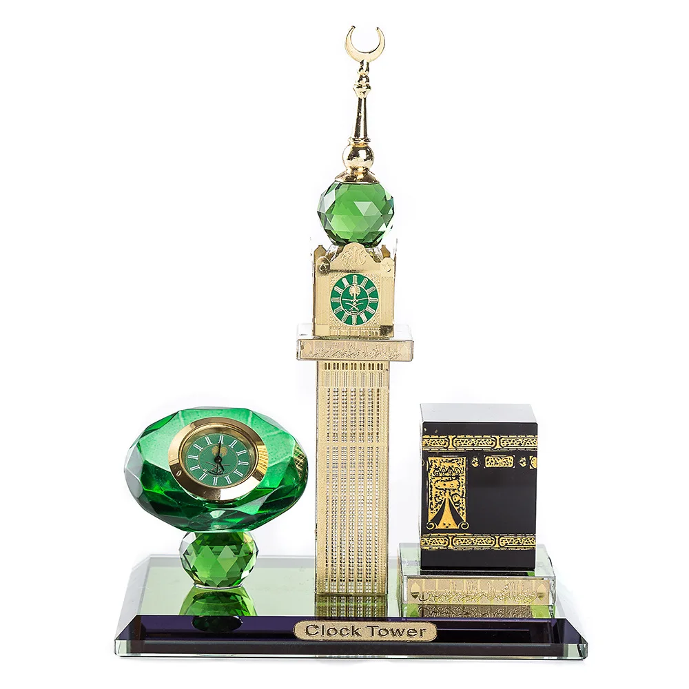 

Crystal Four Sided Clock, Muslim Kaaba, Islamic Crafts Tower, Haji Arab Handicrafts, Home Decor