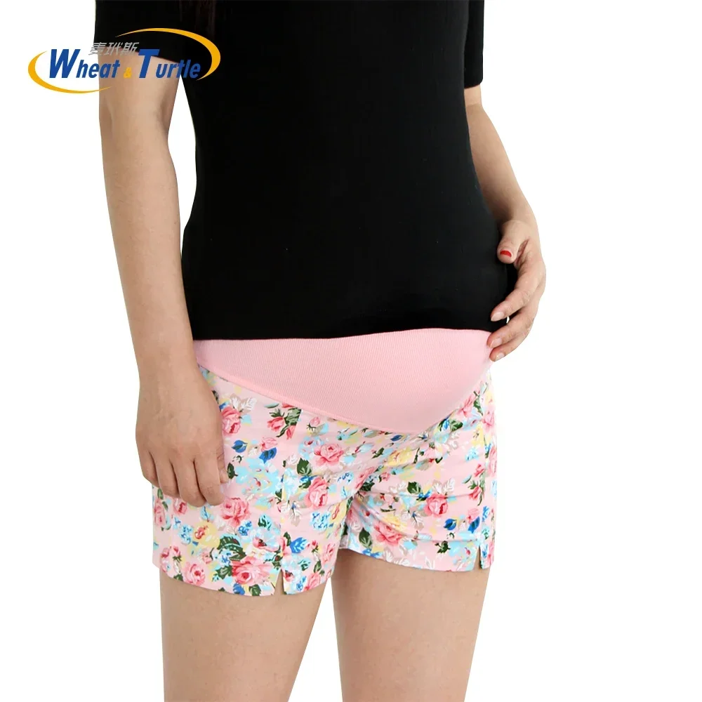 

Summer Light Cotton Maternity Belly Short Pants Pregnant Women Flower s Pregnancy Trousers Adjustable Clothes