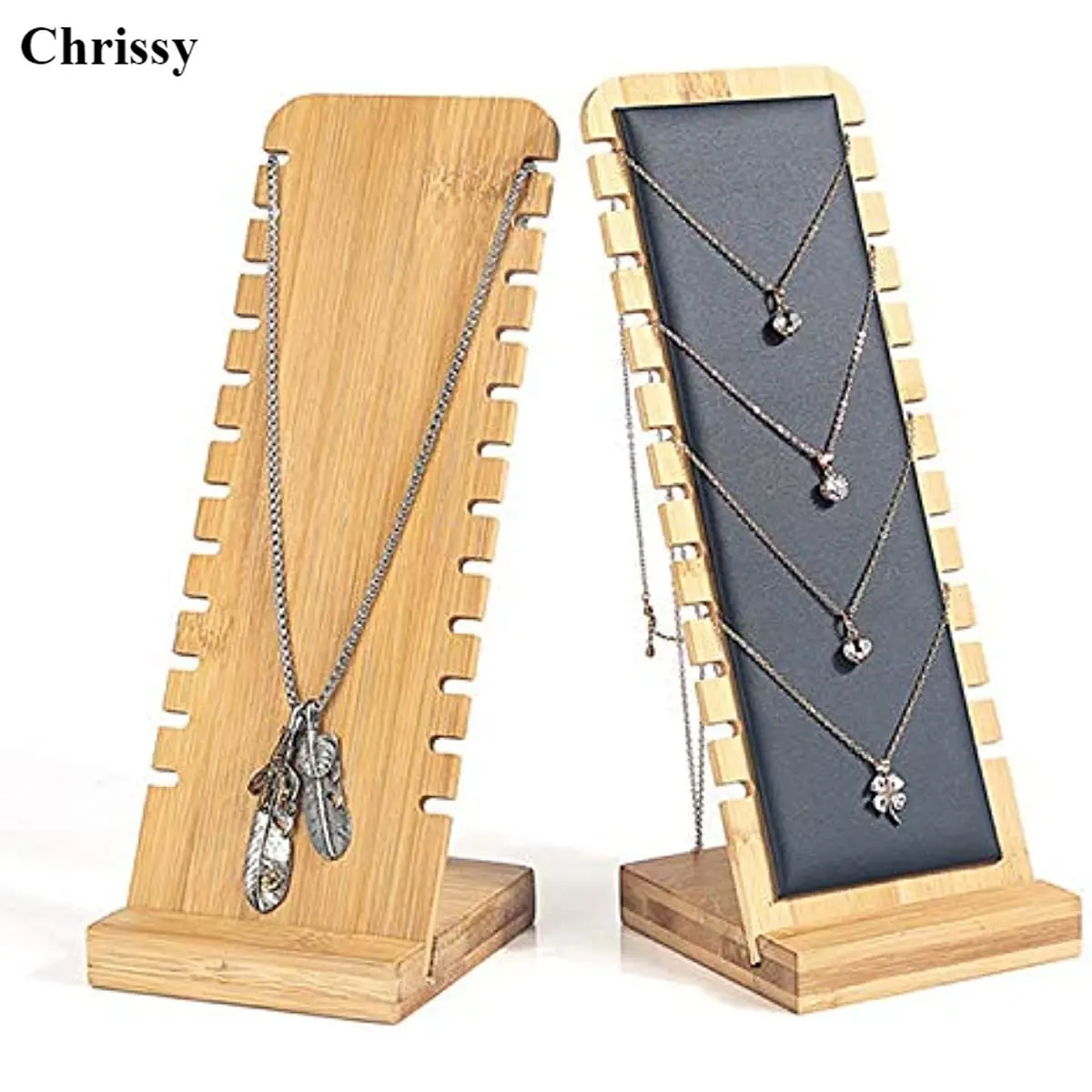 

Bamboo Leather Soft Mat Multiple Necklace Display Stand Necklace Bracelets Chains Organizer Holder for Home