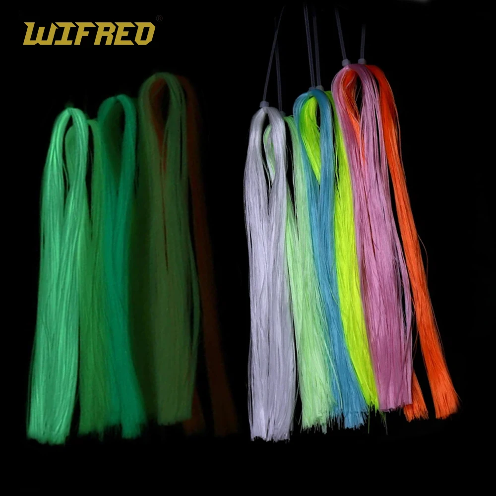 Wifreo 10Bag Fly Tying luminescent minnow fiber EP Glowing Material for Fishing Jig Hook Lures Making UV Luminous Trout Sea Rig