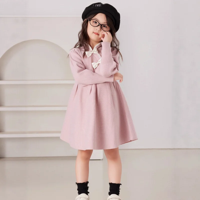 

Chinese Style Children's Clothing Autumn Winter Children's Cheongsam Dress Girl Baby New Year Greeting Dress Tang Suit Improved