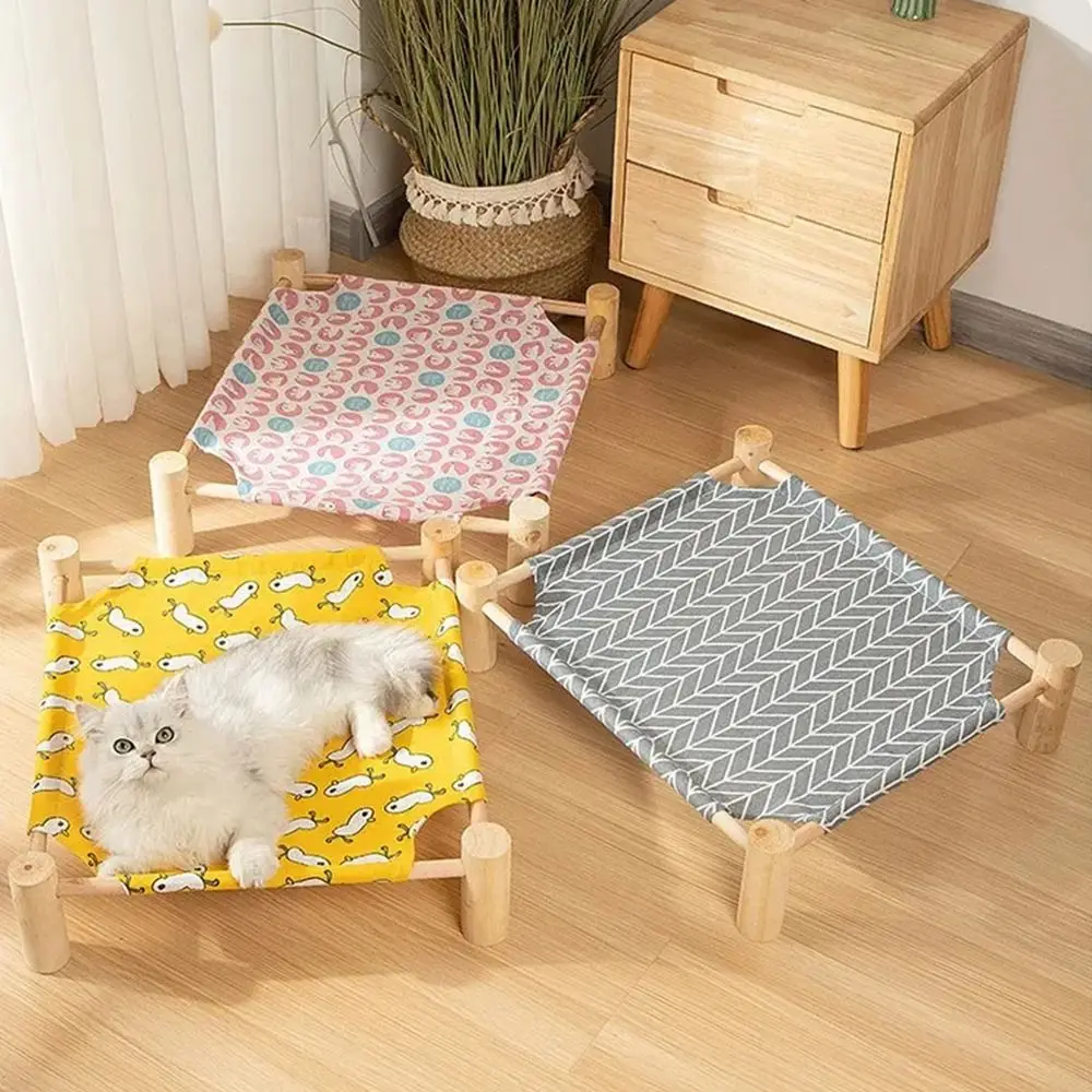 

Practical Wood Pet Camp Bed Sturdy Breathable Kitten Sleeping Bed Durable Detachable Cat Hammock Bed Kitten Accessories