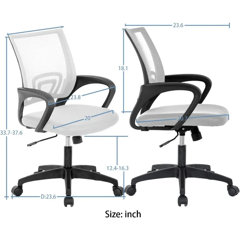 كرسي مكتب، كرسي مكتب مريح، كرسي كمبيوتر دوار تنفيذي مع دعم قطني للمنزل والمكتب (أبيض) #2