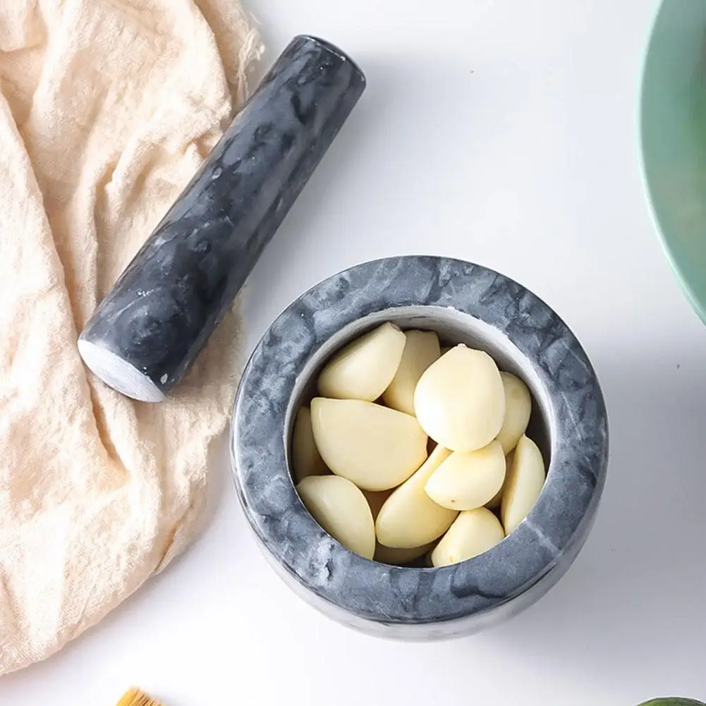 

Garlic Pounder Granite Chinese Bowl Body Pounding Garlic Kitchen Spices Resin Spice Marble Grinder Crushed D1F0