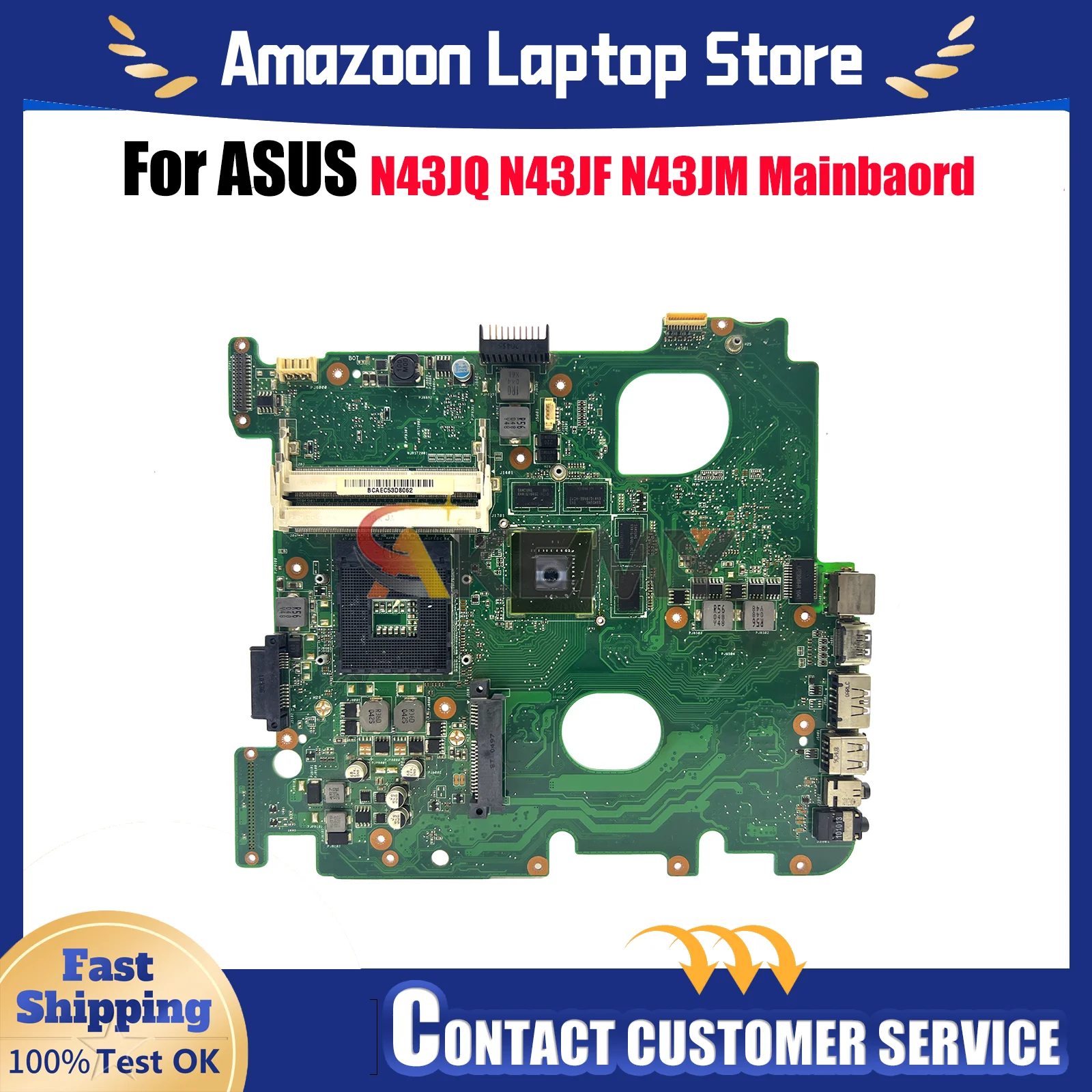 

N43JQ Laptop Motherboard For ASUS N43JF N43JQ N43JM N43J Notebook Mainboard This item is in stock 100% tests OK fast shipping