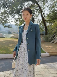 ZIQIAO Japanese Suit Collar Full Regular Sleeve Casual Blazers Straight Spring Jacket Office Lady Solid Single Breasted Blazer