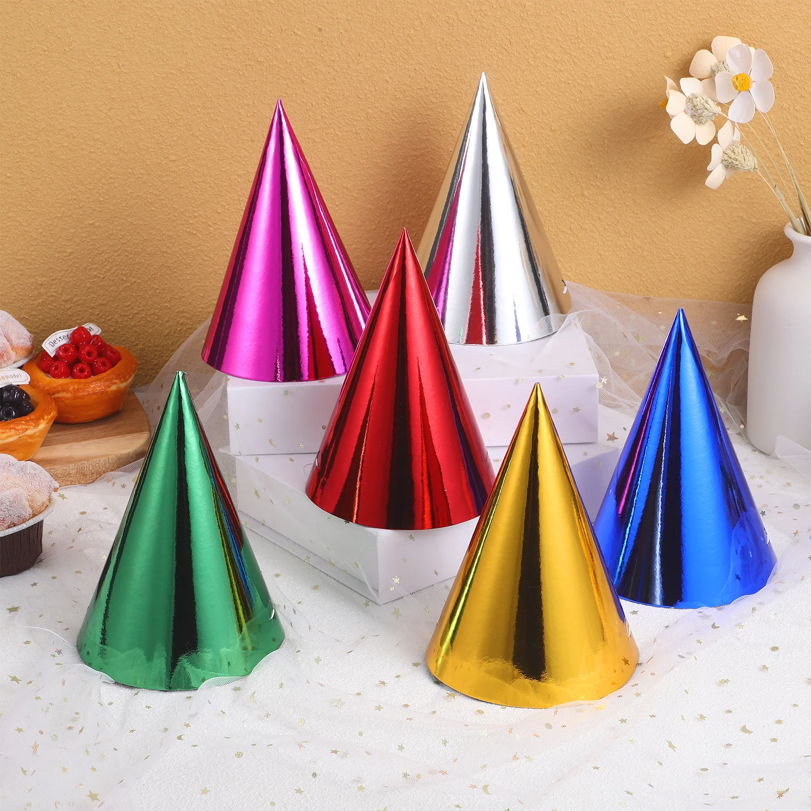 

12pcs Party Hats Colorful Birthday Cone Hats Lightweight Festive Headwear For Birthday Wedding Graduation Carnival Decorations