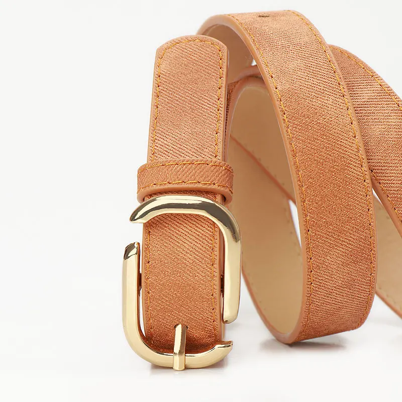 1spc Minimalist Imitation Denim Leather Women's Belt Fashion Versatile Jeans Belt Korean Version Waist Belt Women