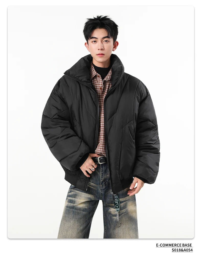 IEFB Faux Suede Warm Padded Winter Jacket For Men Retro Oversized Stand Collar Zip Casual Thick Outerwear Coat 9X4141
