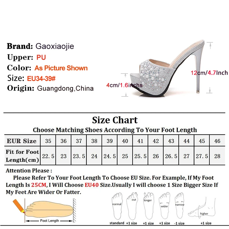 Women Crystal Slippers 2024 New Fashion Platform 12CM Thin High Heels Designer Slides Sandals Luxury Rhinestones Summer Shoes