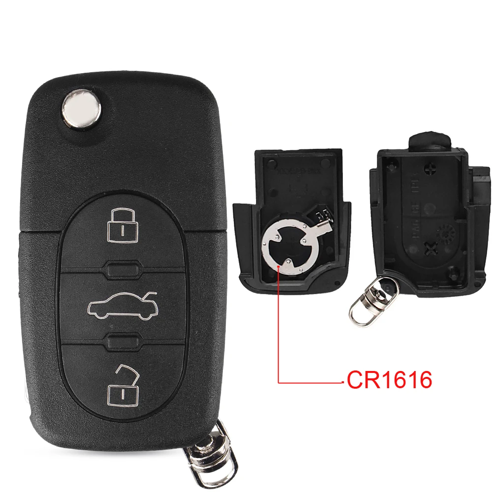 KEYYOU Ersatz 3 Tasten Flip Auto Schlüssel Fall Shell Fob Für Audi TT A4 A6 A8 Quattro Mit Klinge CR1620