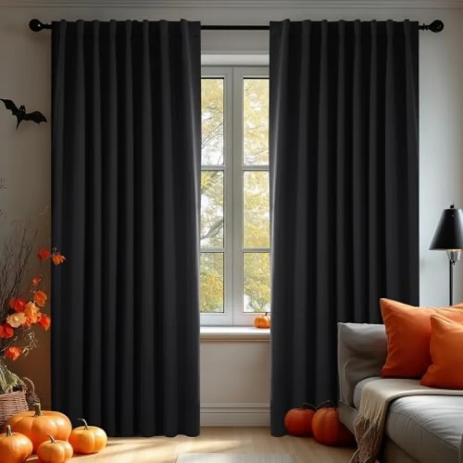 

out Curtains Thermal Insulated W70 L108 2 Panels Back Tab Mache Washable Room-Darkening Drapes for Bedroom/Living Room