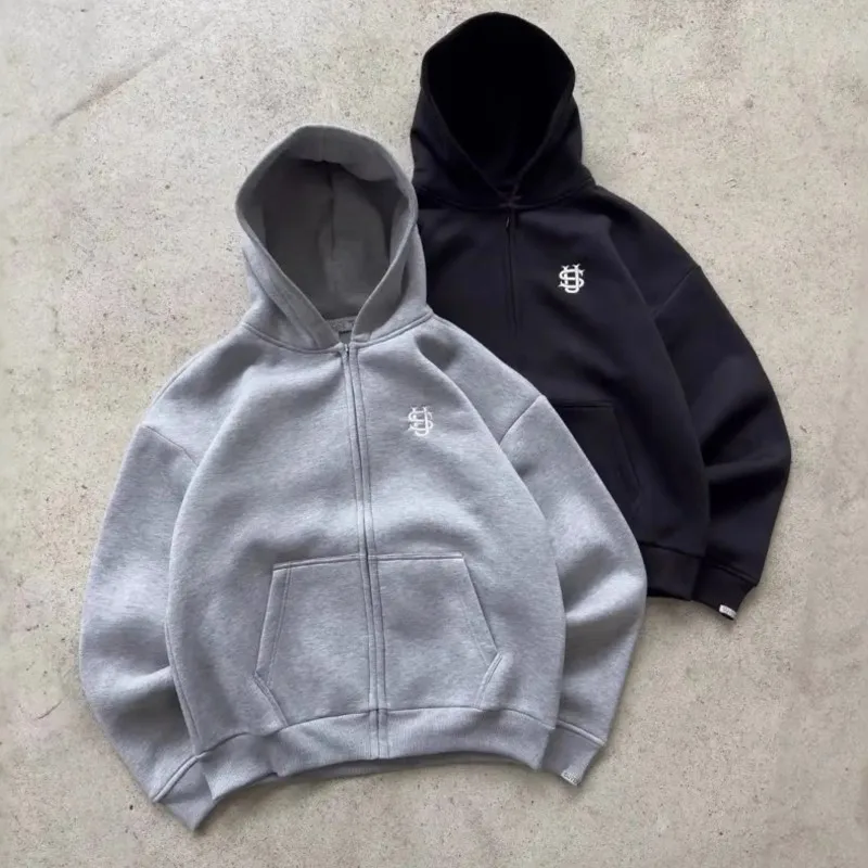 

Letter Embroidered Casual Zipper Hoodie 2025 New Popular Y2K Men's and Women's Hip Hop Street Hoodie