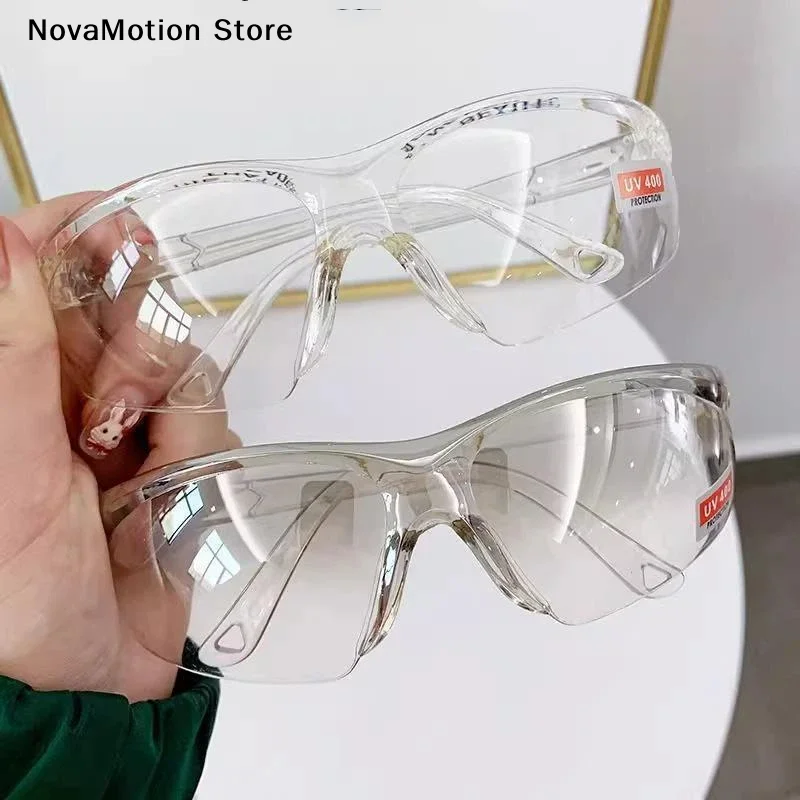 [NM]1PCs UV400 Safety Goggles Dustproof Anti Fog Windproof Clear Eyewear Anti-splash Protective Glasses For Men[NM]