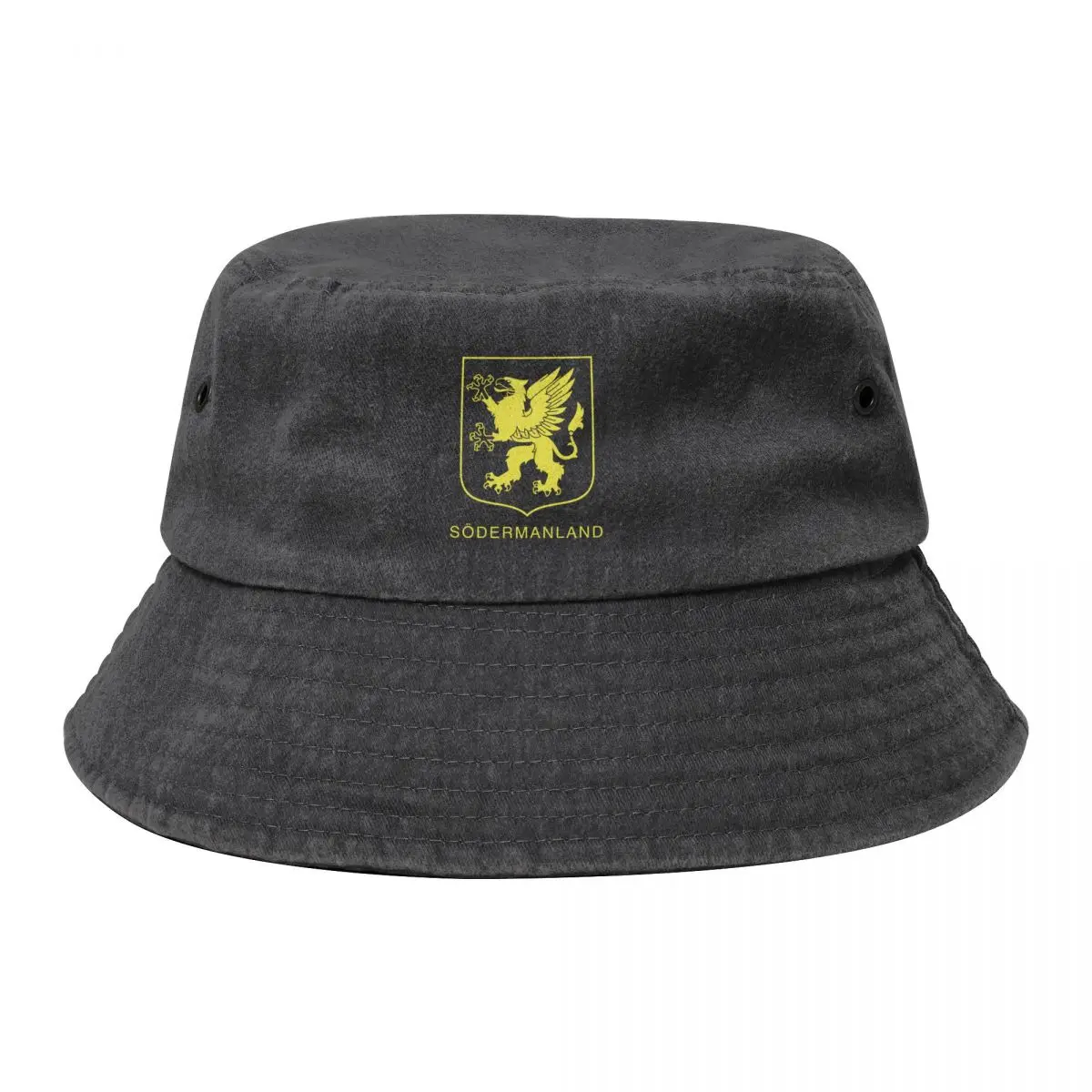 Rampant Griffin, the Coat of Arms of S?dermanland, Sweden, Yellow print (Svenska Landskap) Bucket Hat Fashion Beach Girl Men's