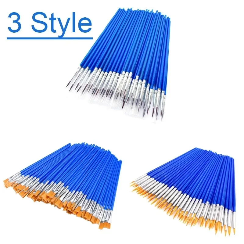 50 PCS  Essential Props Flat Paint Brushes Small Brush For Painting Art Volume For Painting Detail