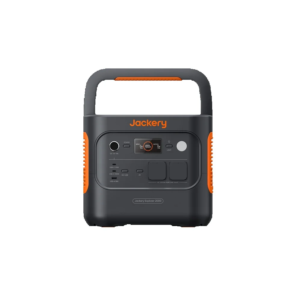 Jackery E2000 v2 tragbare Powerstation, LiFePO4 Akku, 2042Wh Solargenerator mit 2200W Ausgang (Max 4400W), Schnellladung von 0-80% in 52 Min für Notfall, Camping, Wohnmobil