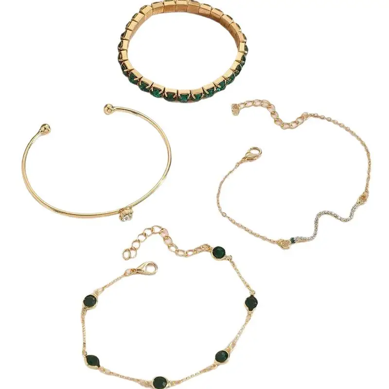 3-5 Stück/Set Luxus-Strass-Kristall-Armbänder, Modische Geometrische Quadratische Verstellbare Manschettenarmbänder, Schmuckset Geschenk – Detail 8