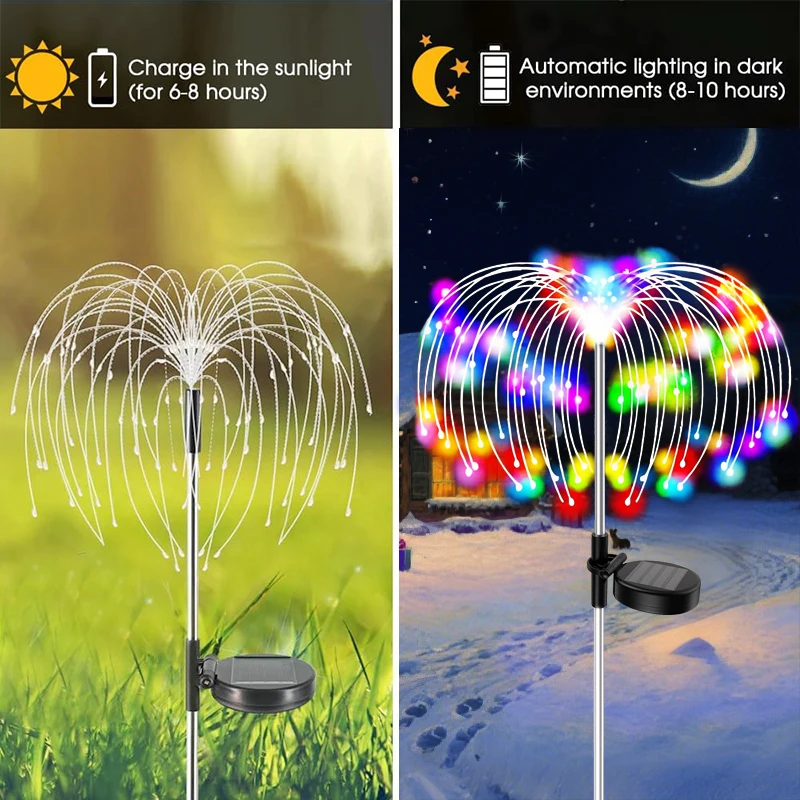 Outdoor LED Solar Patio Lights Waterproof Christmas Decor Firework Ground Socket Lights for Yard Garden Pathway Lawn Street 1PC image 5