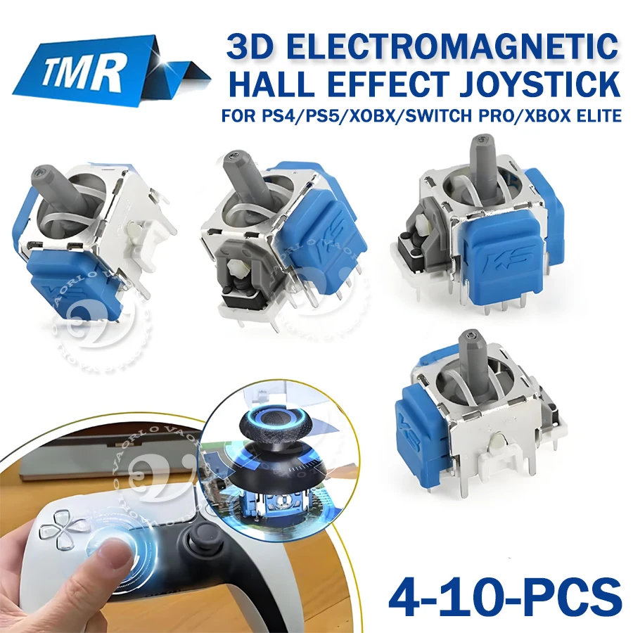 Paquete de 4-10 joysticks solenoides TMR 3D con sensor analógico antideriva para PS4/PS5/XBOX/SWITCH PRO/XBOX ELITE, kit de reemplazo y actualización