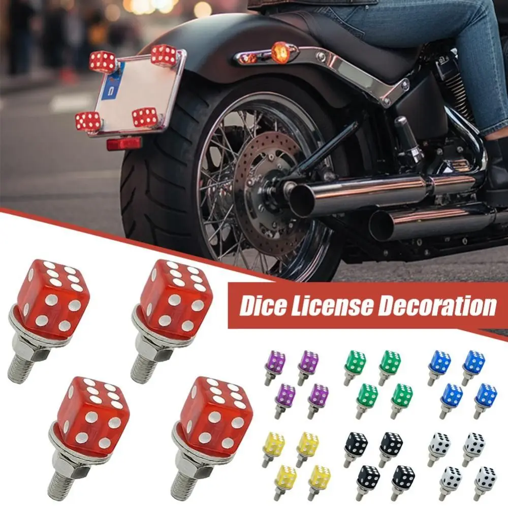 4Pcs Creativity Dice License Plate Screws Anti Loosening Rust Resistant Dice Screws Frame Fastener Bolts Vehicle Accessories