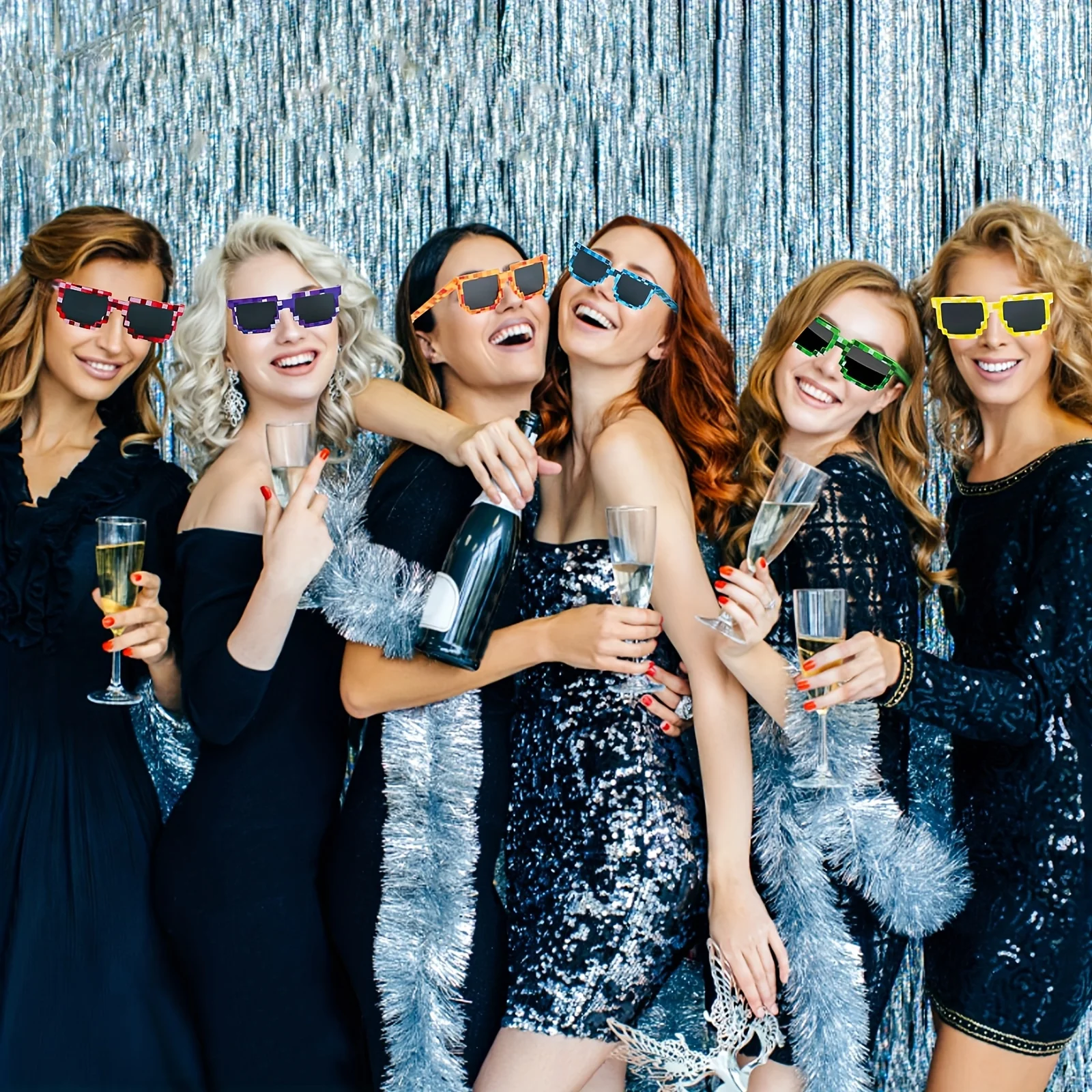 1-12 pezzi occhiali da sole pixel occhiali pixel retrò ragazzi e ragazze adulti oggetti di scena per foto forniture per feste di compleanno