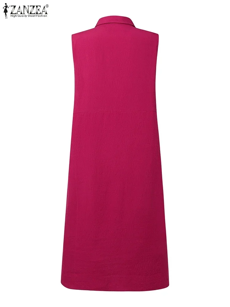Grande taille 5XL ZANZEA femmes débardeur robe d'été mode sans manches boutons élégant robe de soirée 2025 été décontracté solide Midi robes
