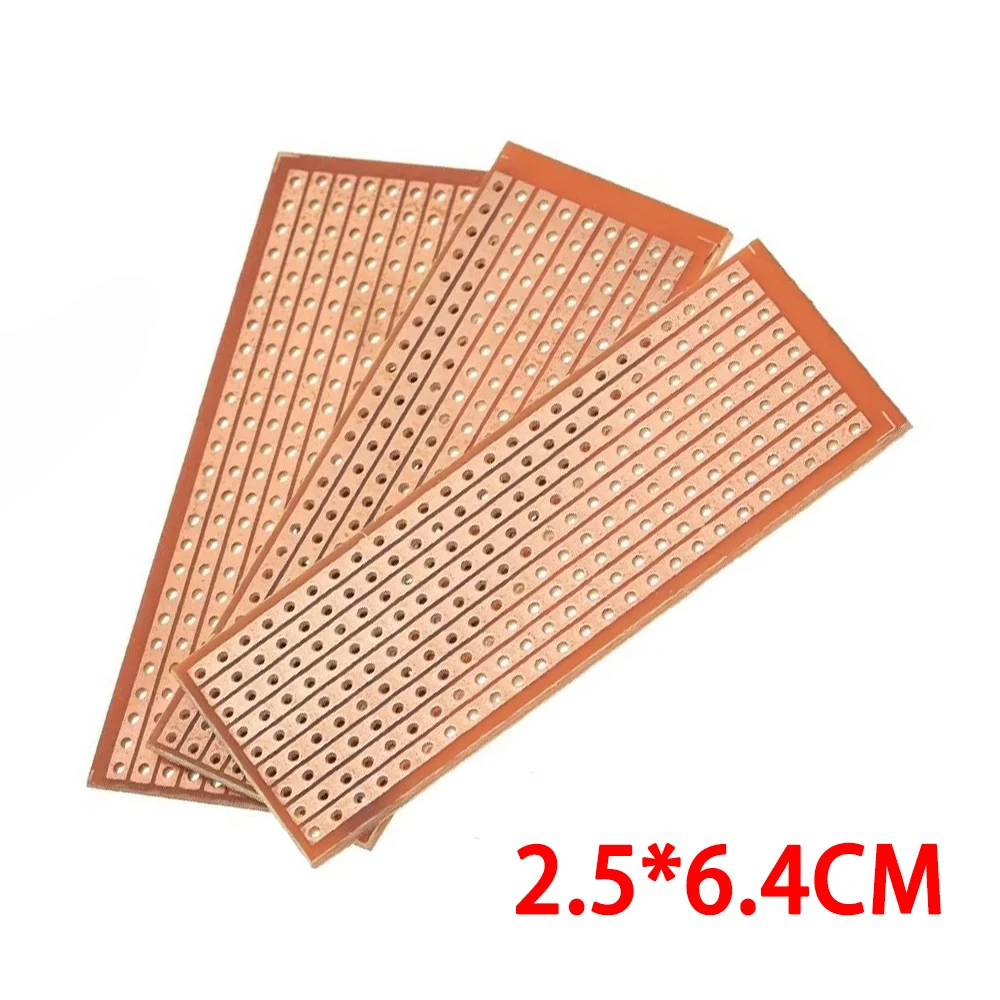 10PCS Single Sided PCB Board 2.5x6.4cm DIY Universal Experiment Matrix Circuit Board Single Row Continuou Hole Protoboard DIY