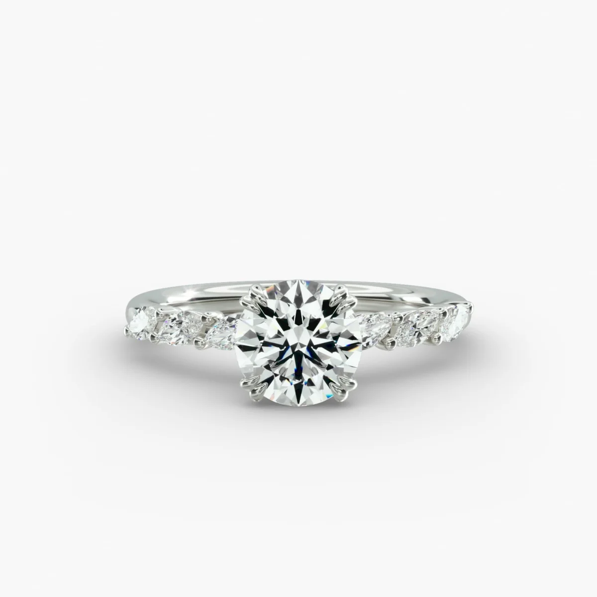 14K White Gold Diamond Engagement Ring IGI Certified Genuine Diamond 0.5-3.0ct Round Lab Grown Diamond Ring For Women