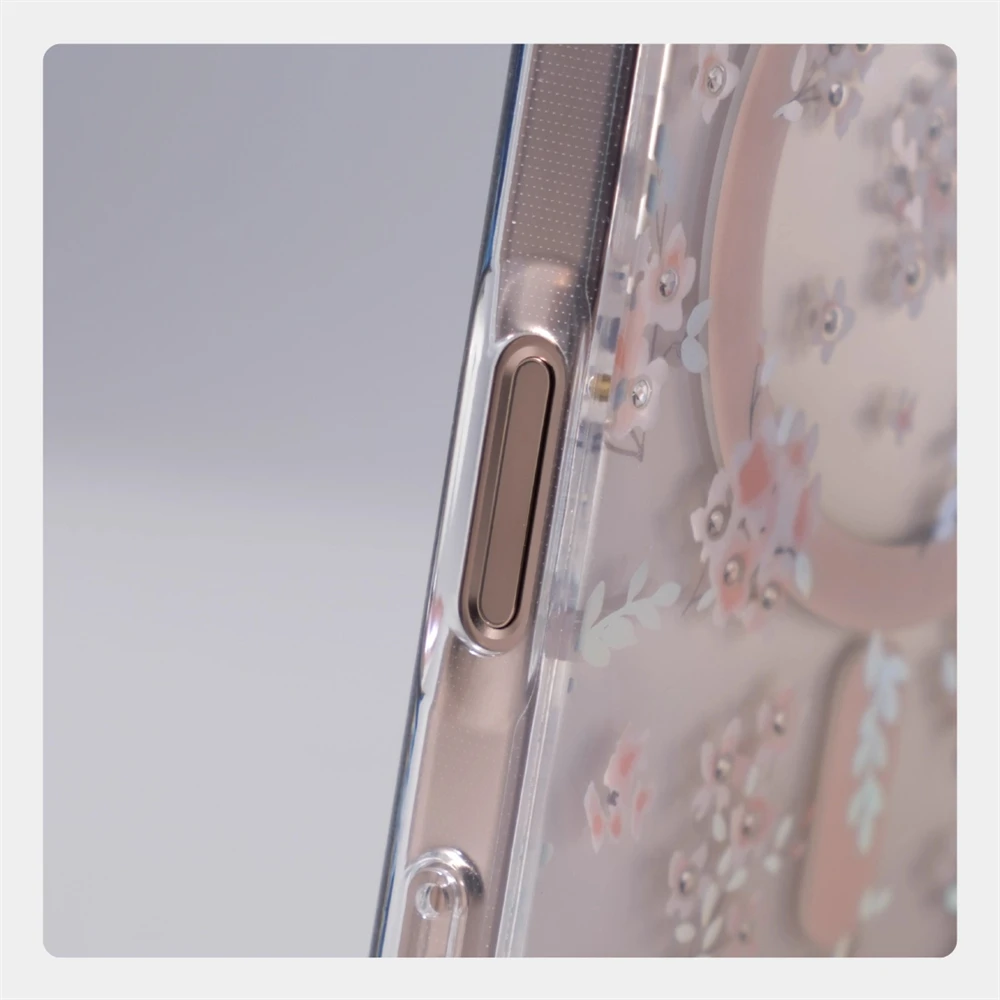 Laser Aurora Blumenmuster Transparente Handyhülle für iPhone 18 17 16 Pro Max 15 14 mit MagSafe Kabelloser Ladefunktion Klare Abdeckung – Detail 9