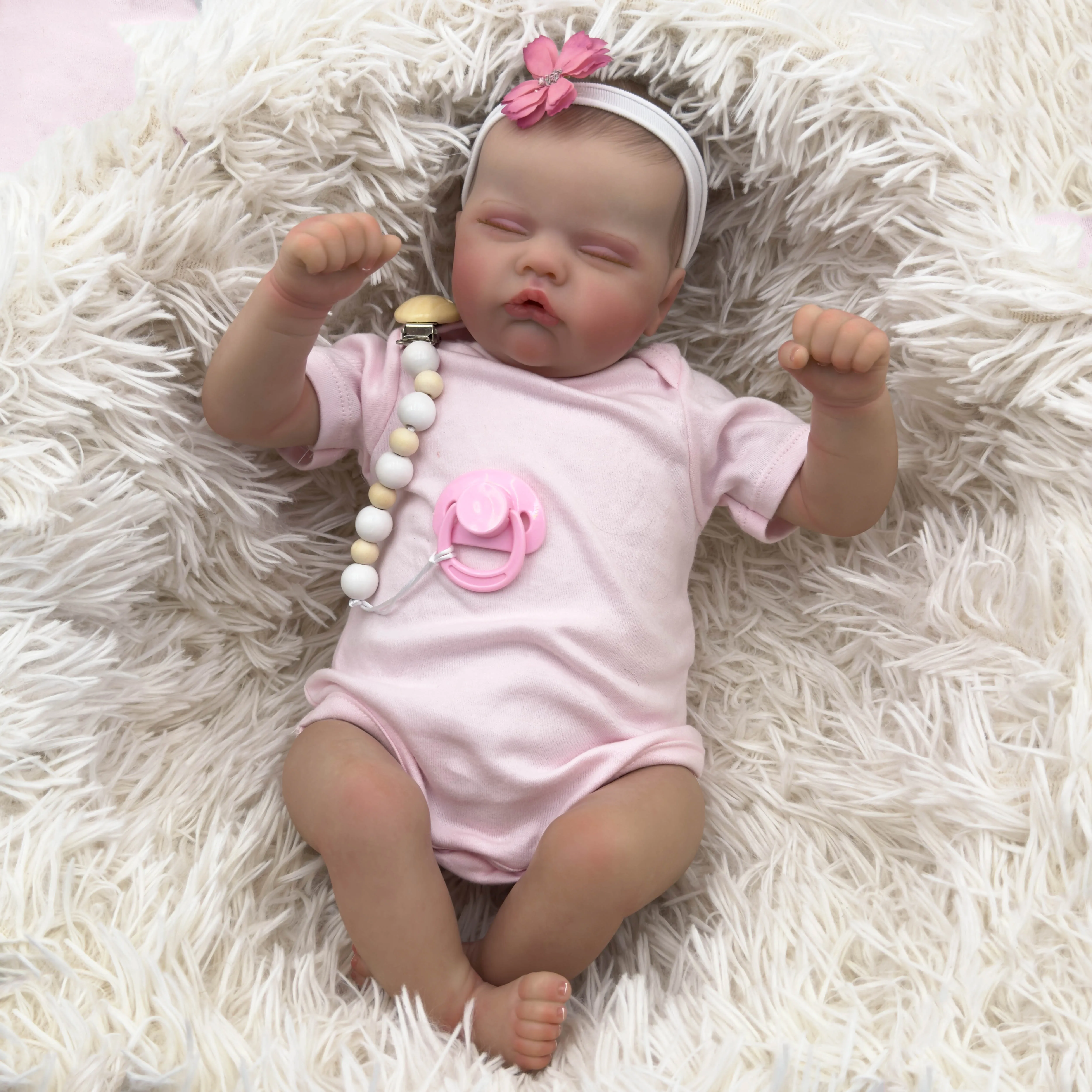 1pc 19 inch /49 cm reborn doll, soft glue entity baby, hand-painted details visible veins, collection art doll