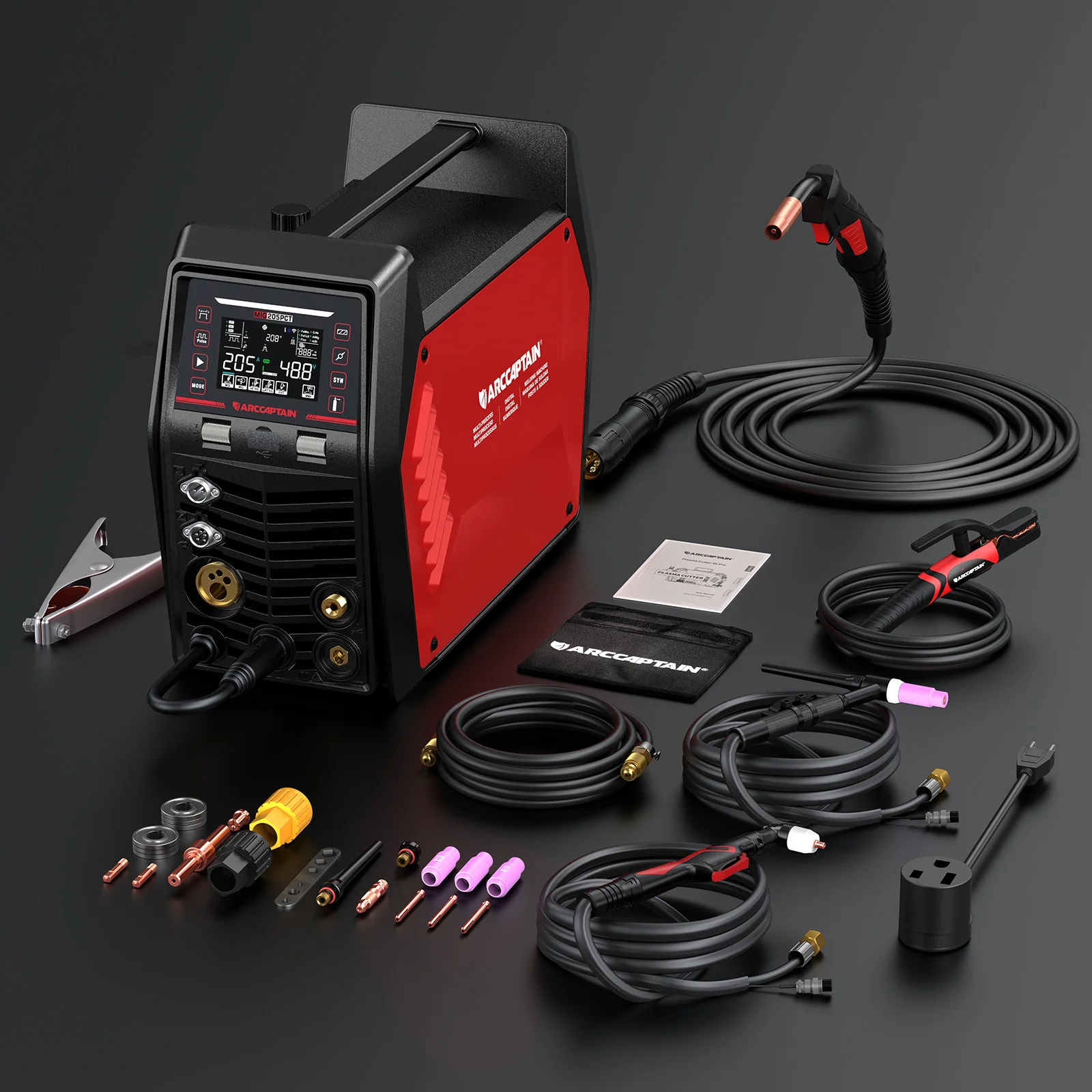 ARCCAPTAIN MIG205PCT 120/240V Dual Voltage MIG Multiprocess Welder 8 in 1 Welding Machine Shipment From Overseas Warehouses