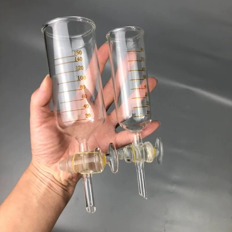 80/150ml Discharge Funnel Cylindrical Glass Liquid Sseparation Funnel Drip Funnel Hygienic Filling Essential Oil Precision Scale