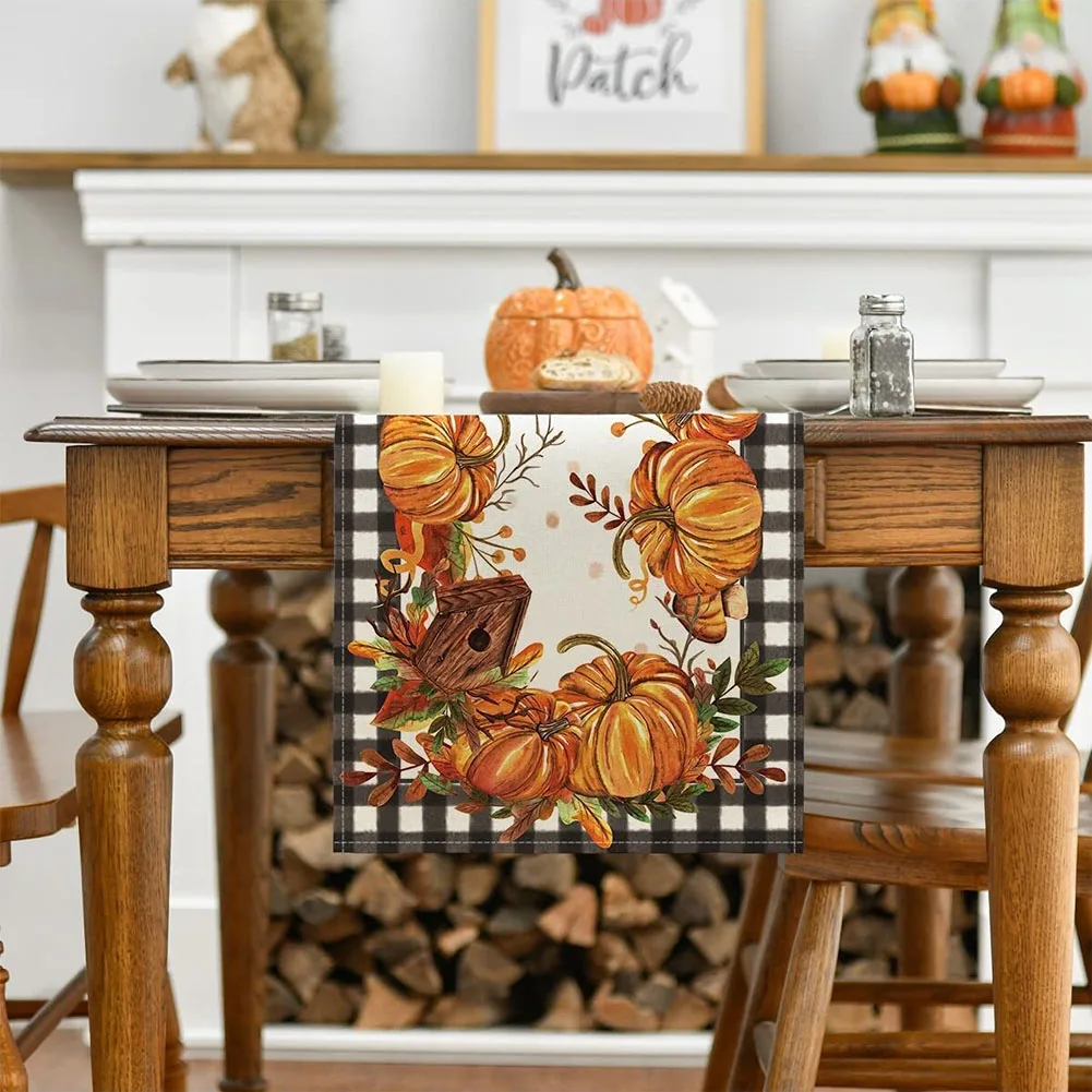 For 4-6 People Table Halloween Table Runner Pumpkin Maple Leaf Table Runner For Everyday Use Indoor And Outdoor Use