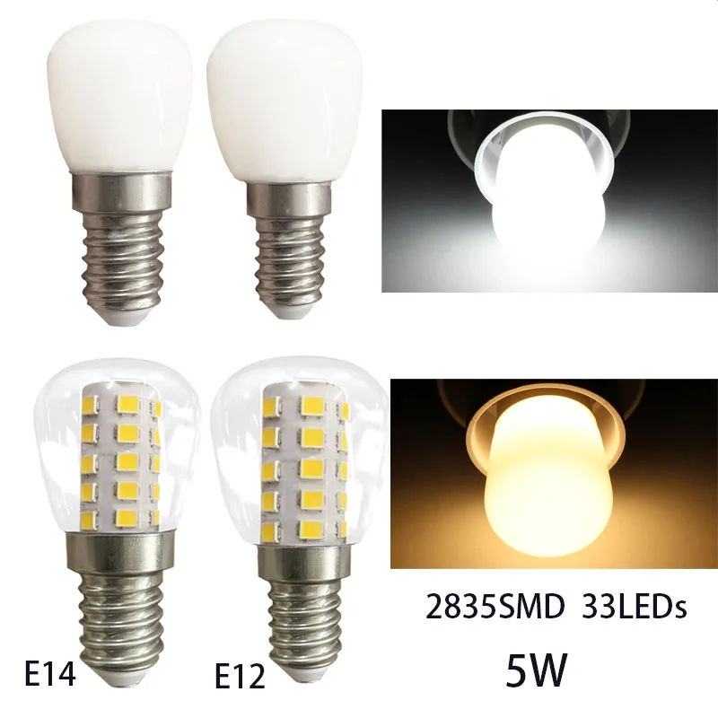 E12 E14 Refrigerator Light LED Bulb AC 85-265V 5W E12 E14 33LED 2835 Warm Light White  Neutral Light